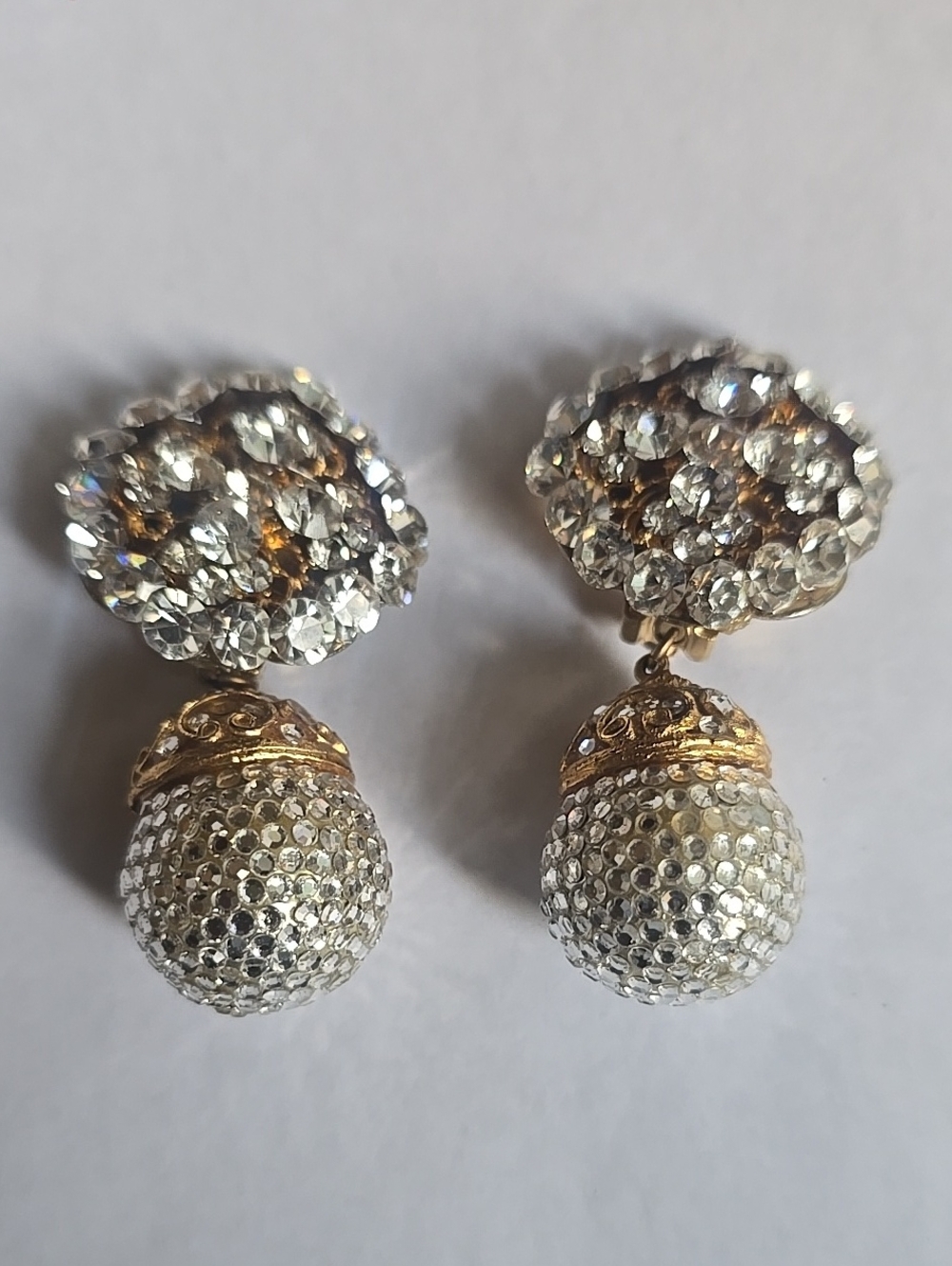Crystal Pave Gold-Tone Drop Earrings - Sparkling White Rhinestones